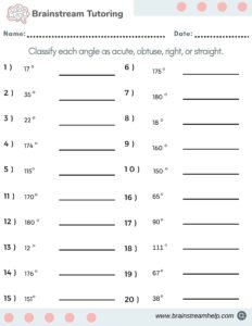 Classifying Angles Printable Worksheet - Brainstreamhelp