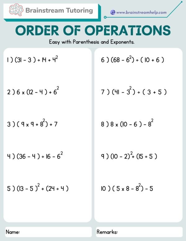 PEMDAS - Easy with Parenthesis and Exponents - Brainstreamhelp