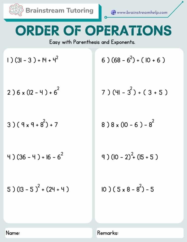 PEMDAS - Easy with Parenthesis and Exponents - Brainstreamhelp