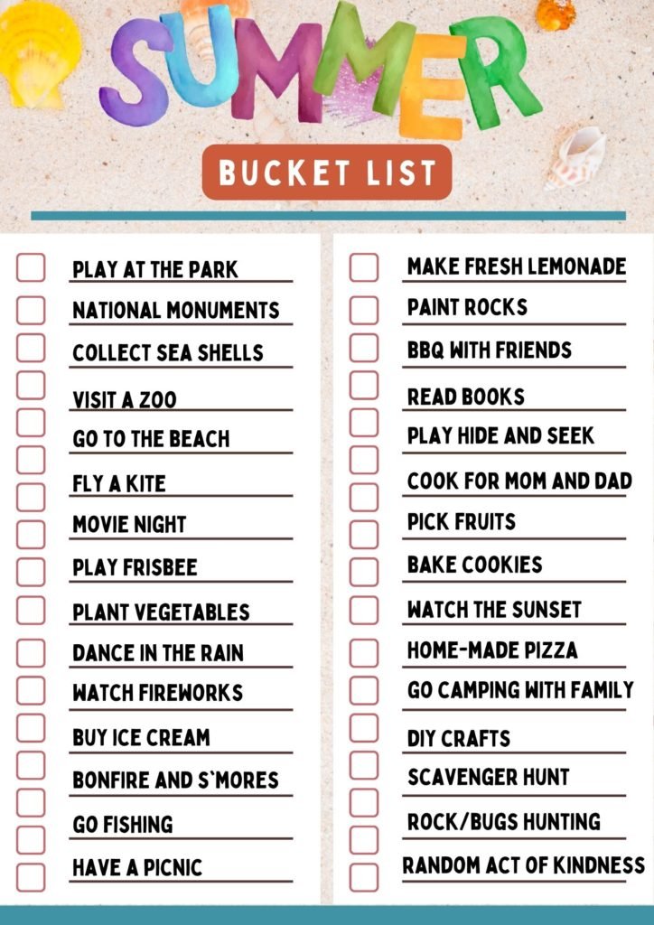 Summer Bucket List - Brainstreamhelp