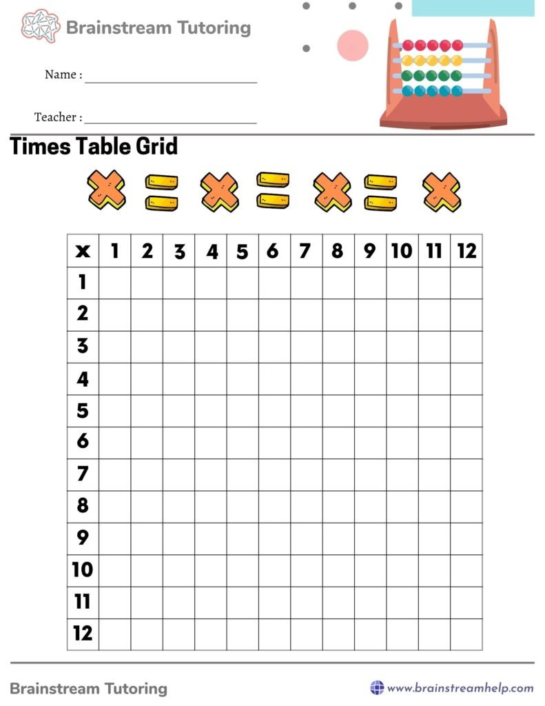 Times Table Grid - Brainstreamhelp