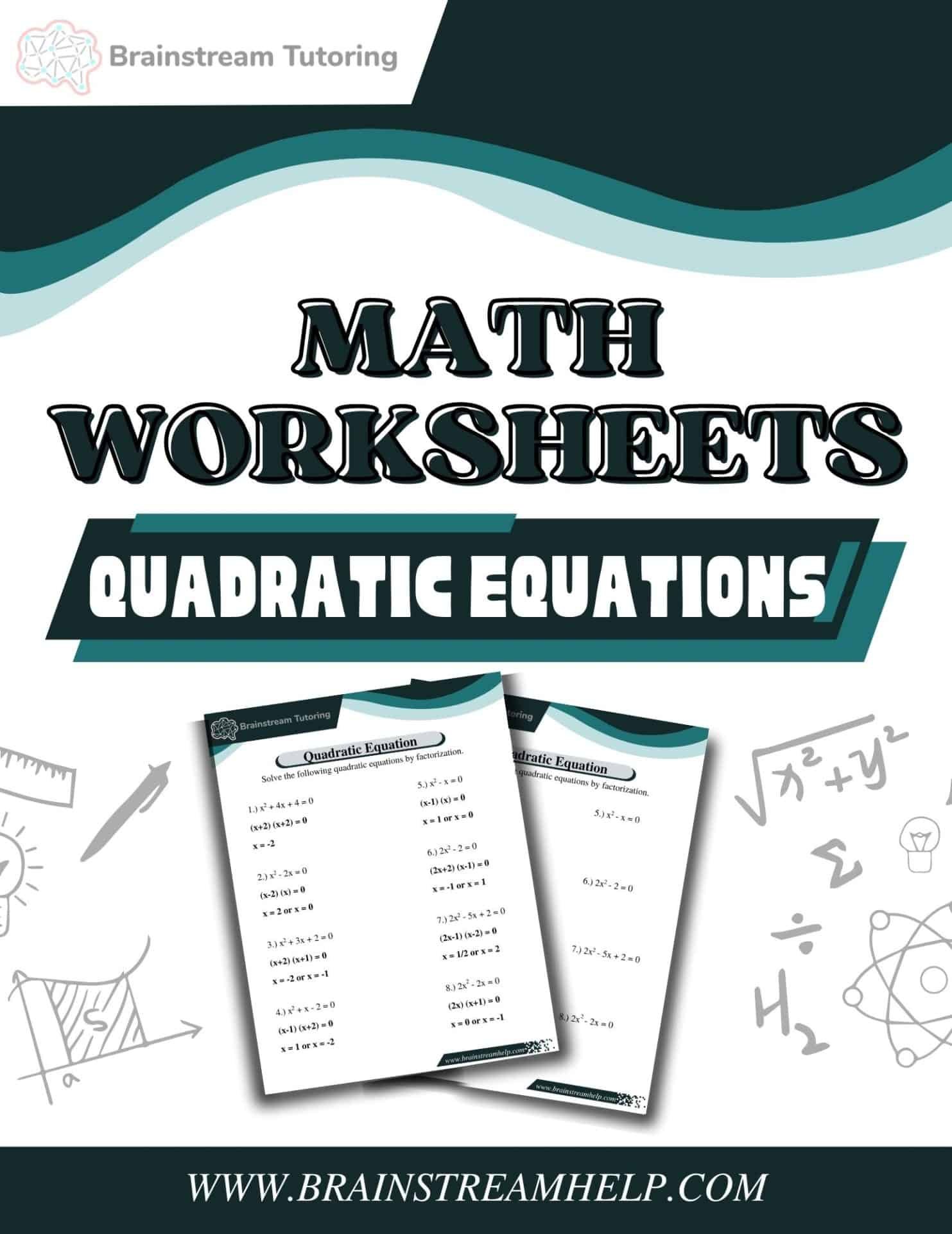 Free Math Worksheet Quadratic Equations