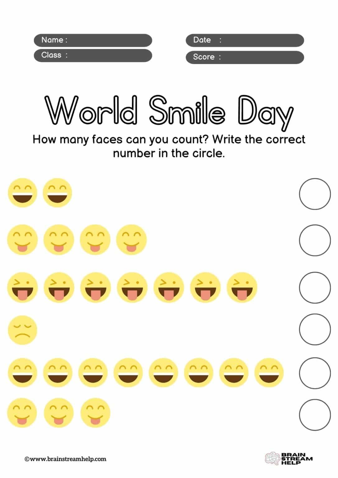 World Smile Day Worksheets Brainstreamhelp