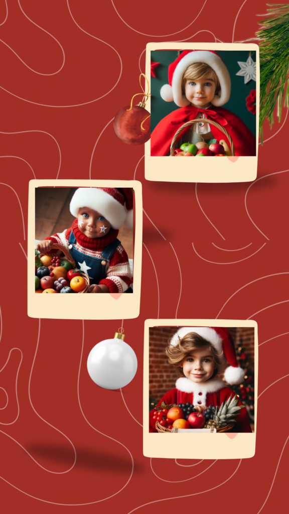 Beige Red Cute Baby Photo Collage Christmas Phone Wallpaper