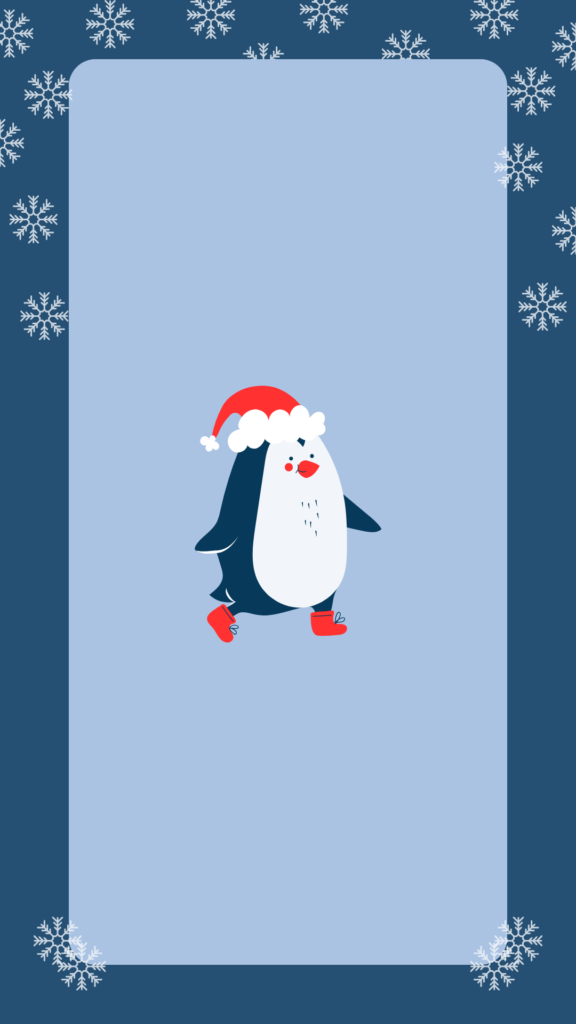Light Blue Red Cute Illustrated Pattern Christmas Phone Wallpaper